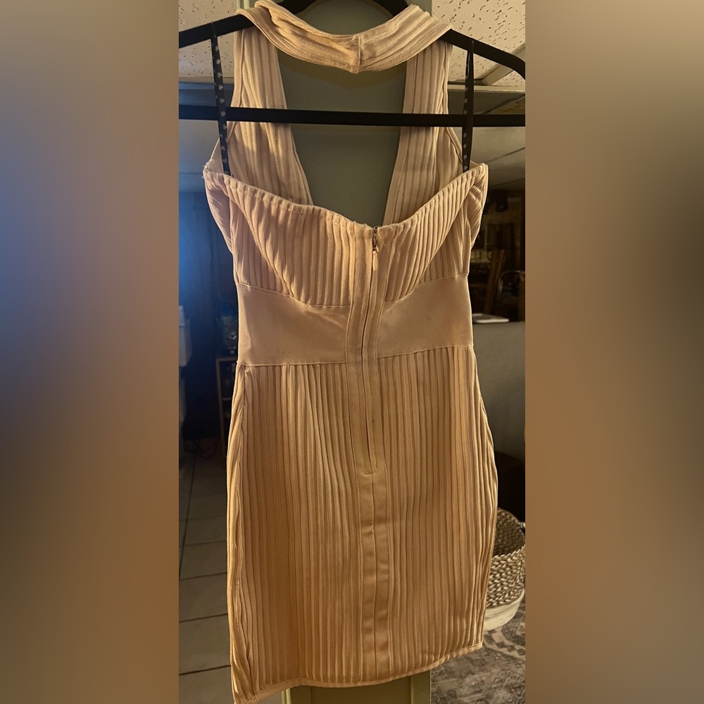 Tan Ribbed Bodycon Dress - Picture 3 of 3